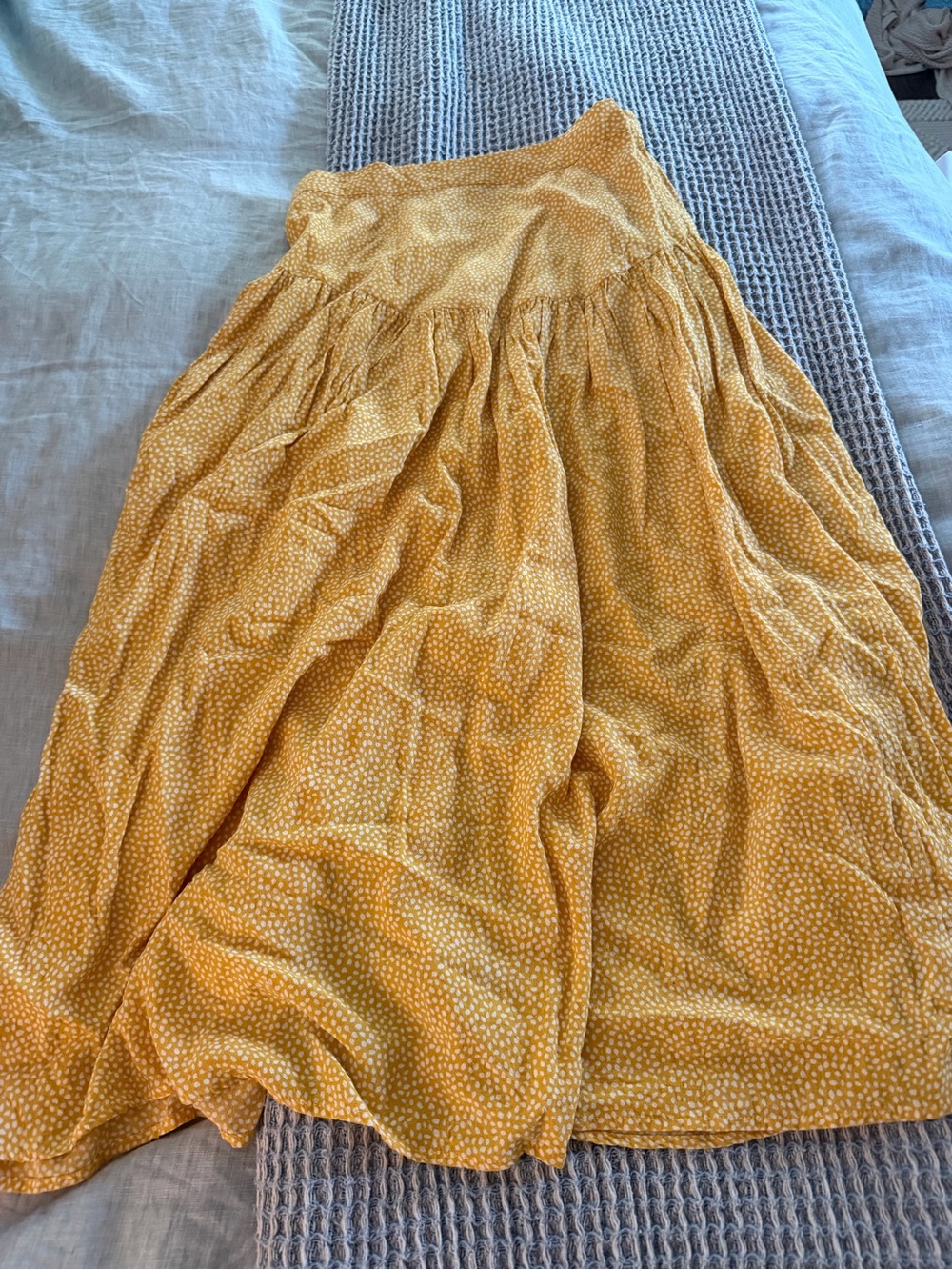 Auguste The Label Mustard Yellow Button-Front A-Line Midi Skirt - Picture 3 of 3